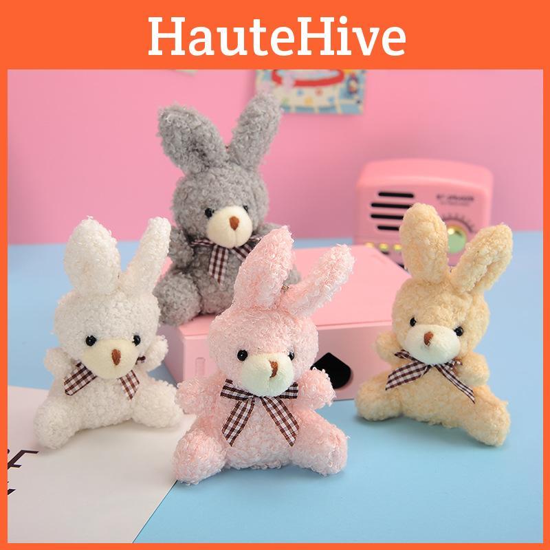 Adorable Plush Bunny Keychain Teddy Bear Style Soft And Fluffy Backpack Accessories