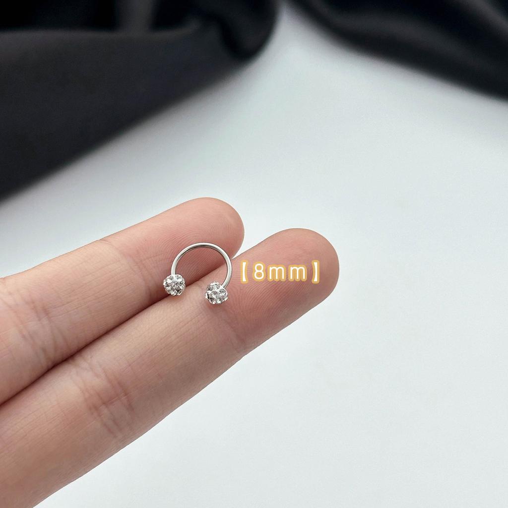 Full Drilling Geometric Round High-End Sense C-Shaped Stud Earrings, Simple Spiral Design Sense U-Shaped Stud Earrings