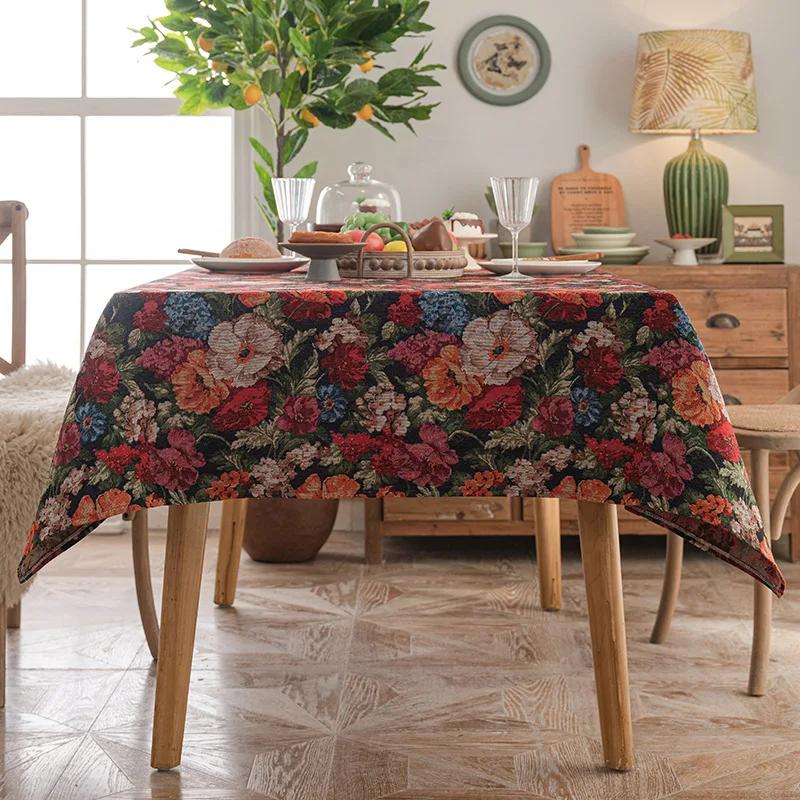 1PC Rural style Dinner Tablecloth Thickened jacquard home decor fabric Kitchen & Dining Room Wedding Table Cover Tea Decoration