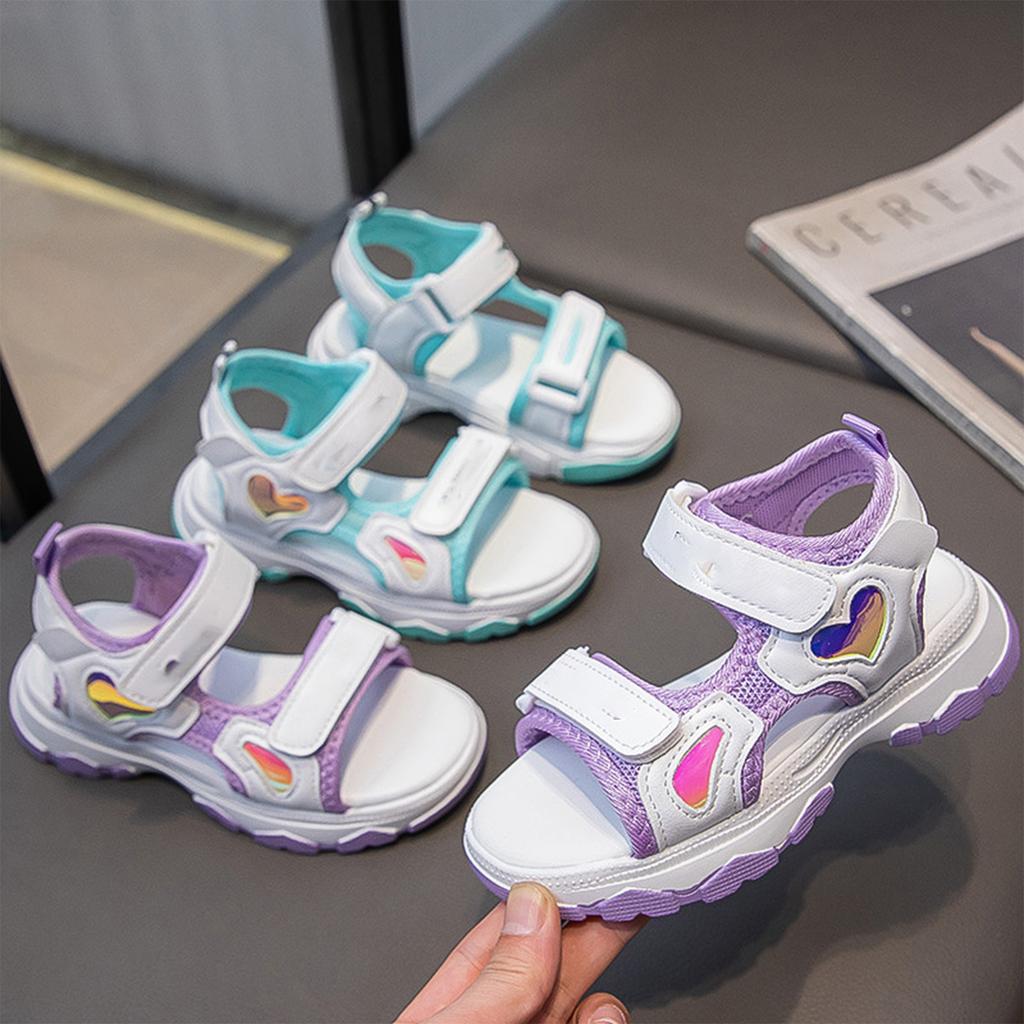 Girls Soft Sole Sandals Adjustable Strap Sport Sandals Non Slip Beach Shoes Breathable Mesh Upper Lightweight Outdoor Footwear