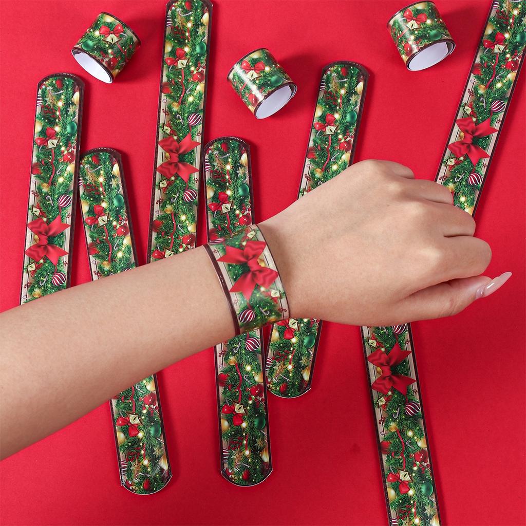 12pcs Christmas Santa Claus Papa Circle Bracelet Christmas Decor for Home 2026 Favor Gift Xmas Ornament Navidad Noel New Year