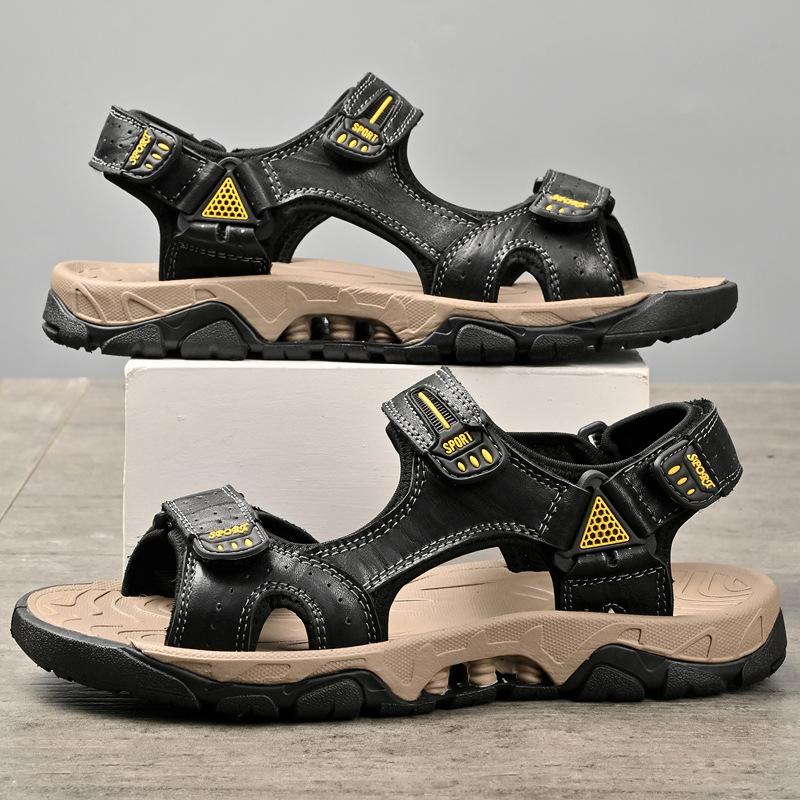 

Large size sandals men s summer wear driving outdoor men s sports and leisure foreign trade rubber soft-soled beach shoes 38 чёрный