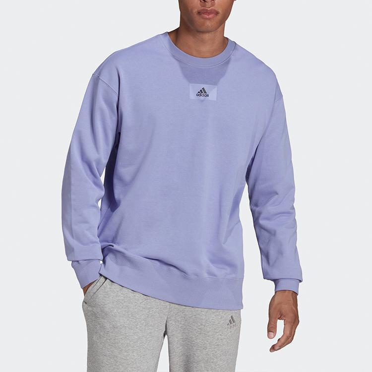 Adidas Sport Round Neck Sweatshirt Pullover Men Tops Light-Purple HE4347