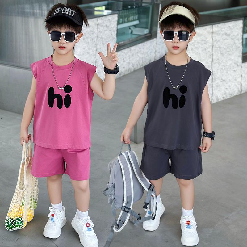 Boys' Summer Vest Set, Children's Summer Sleeveless Thin Style Children's Clothing, Fashionable and Stylish Summer Wear 2026 New Item