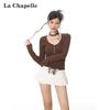 La Chapelle Women's V-Neck Slim Fit Long Sleeve T-Shirt