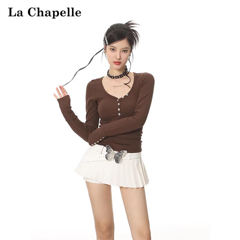 La Chapelle Women s V-Neck Slim Fit Long Sleeve T-Shirt S