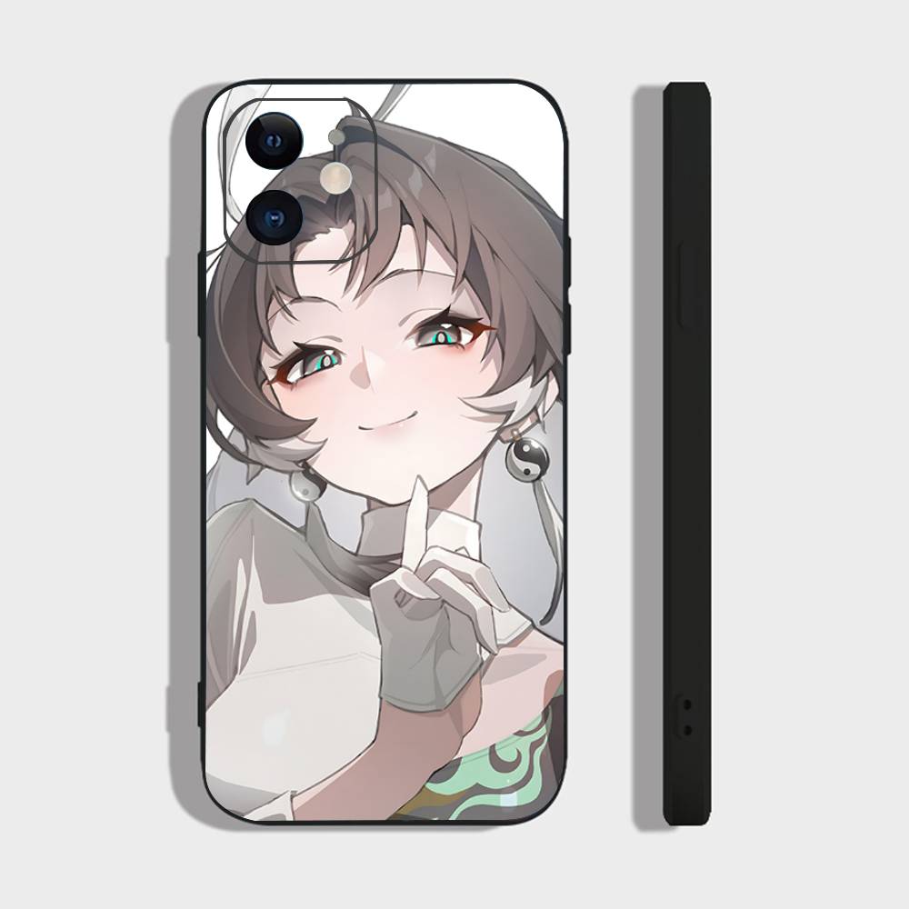 Jianxin Anime Game W-Wuthering Waves Phone Case For IPhone 17 Air 16 15 14 13 Pro Max 11 12 Black Silicone Cover
