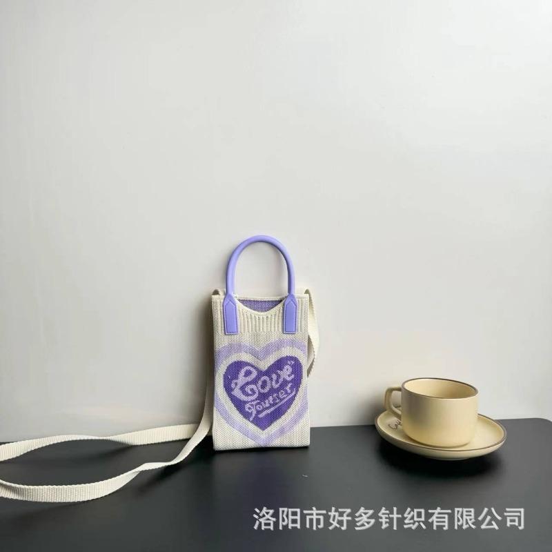 Premium Sense Ns Mobile Phone Bag New Cartoon Knitted Bag Dopamine Niche Versatile Messenger Shoulder Bag Handbag