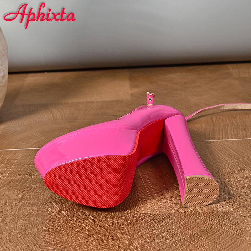 Fashion Aphixta Super Big 50 Hot Sale Party Disco Dance Pumps Women 5.5cm Platform 16cm Super High Chunky Heels Girding Buckle Pumps