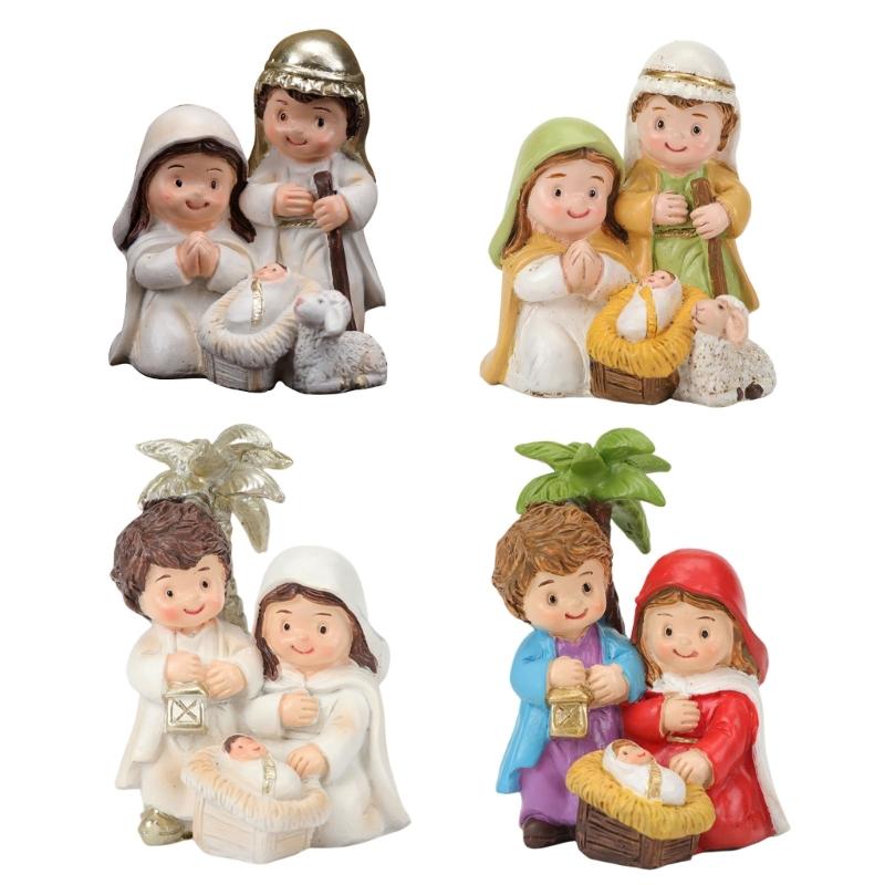 Elegant Nativity Scene Figurines Set for Christmas Home Decoration On Tables and Fireplaces Ornament