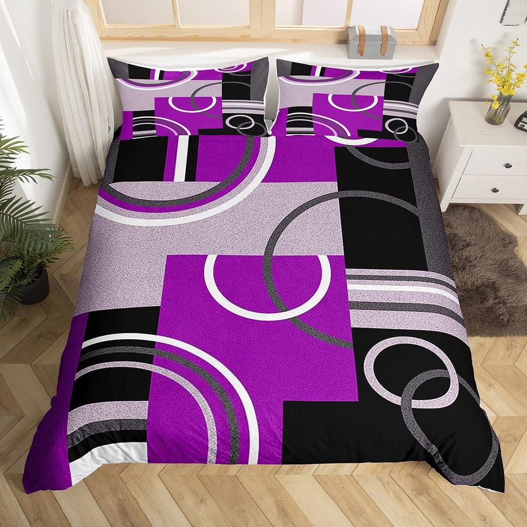 Comforter Geometry Swirls Spiral Twin King Abstract Circle Stripes Comforter Modern Graphic Geometric Plaid Bedding Set