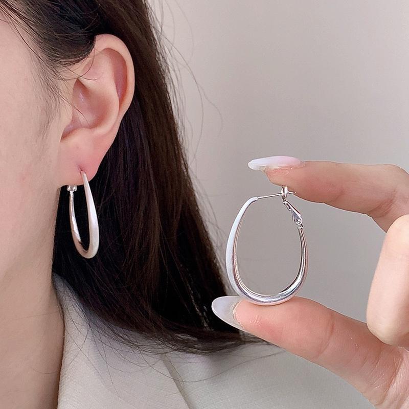 PONYKISS  Sterling Silver 18K Gold Exaggerated Oval Hoop Earring for Women Minimalist Fine  Trendy Accessories