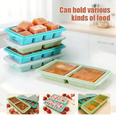 Silicone Freezer Tray with Lid Food-Grade Ice Cube Mold Easy-Release Leak-Proof Stackable