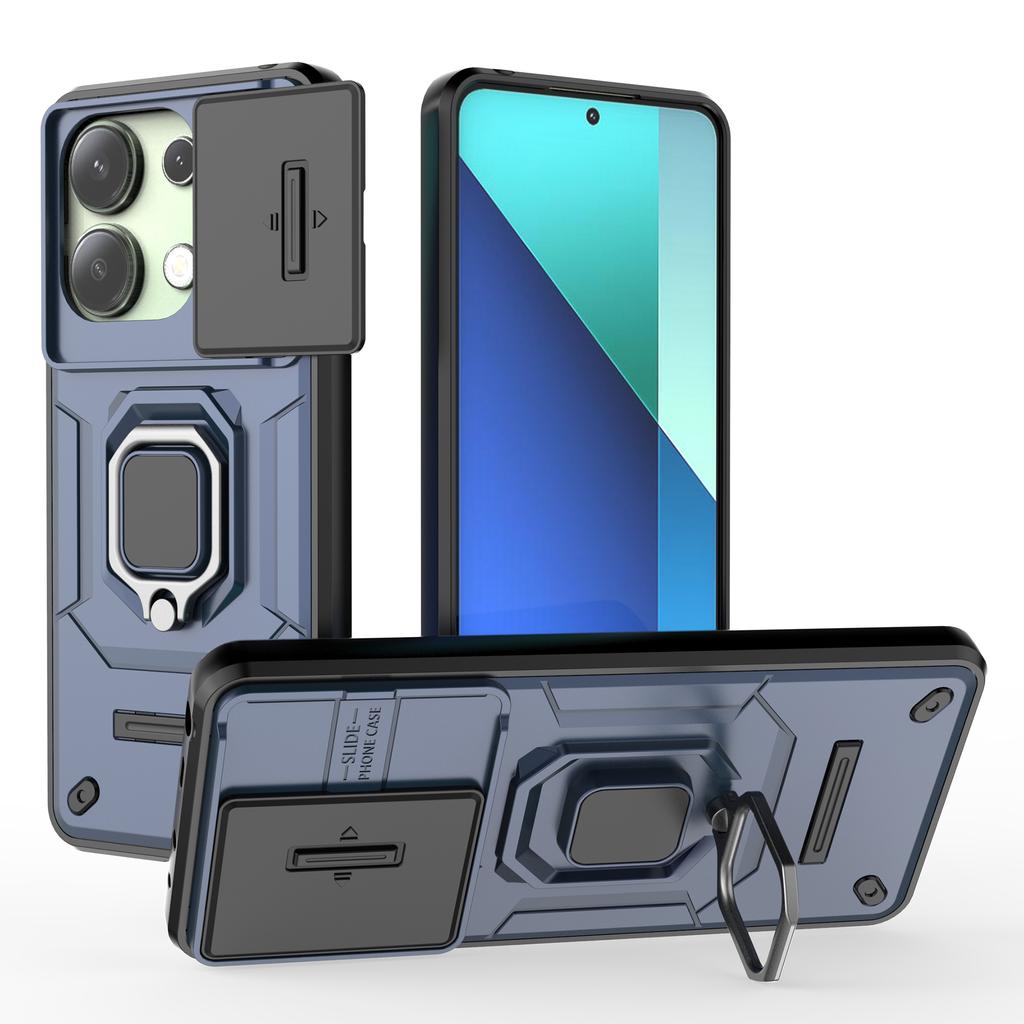 For Xiaomi Redmi Note 13 4G Case PC+TPU Slide Lens Lid Phone Cover