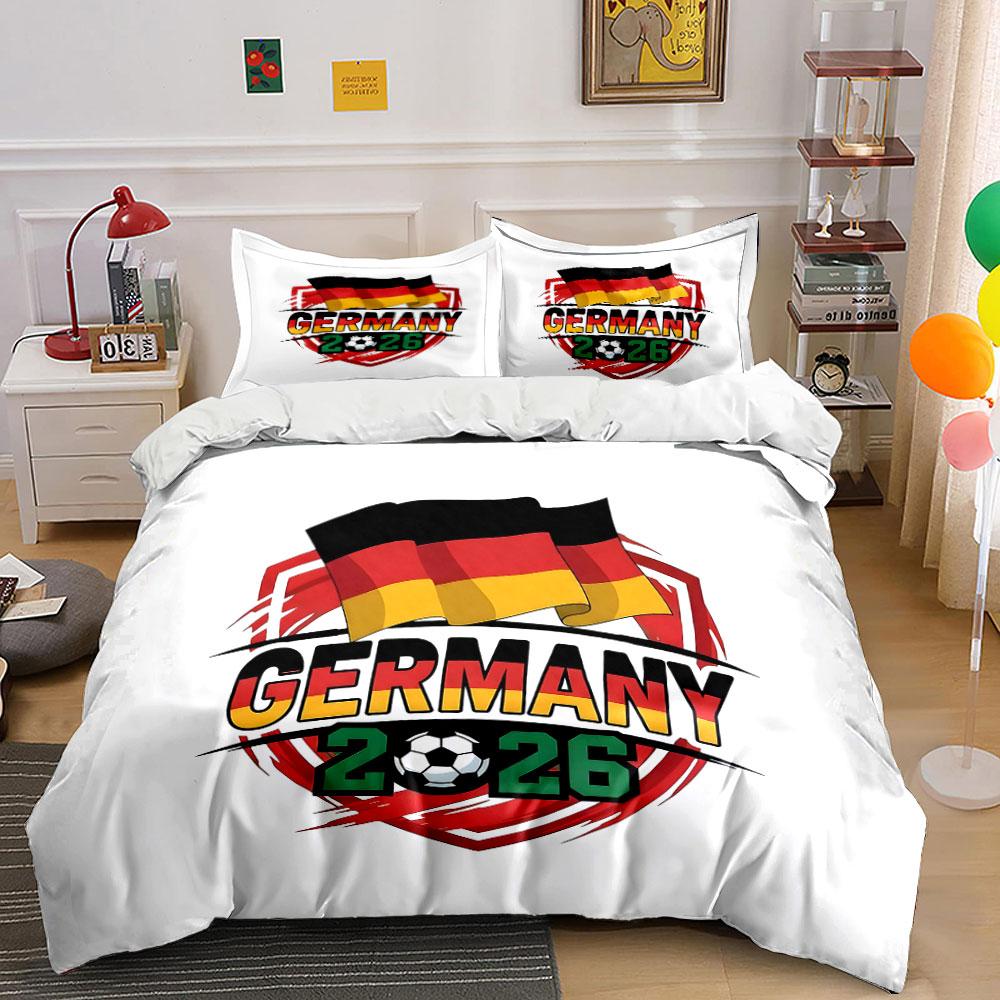 Duitsland Vlag Voetbal Beddengoed Set Beddengoed Dekbedovertrek Set Dekbedovertrek Kussenslopen (1 * Dekbedovertrek 2 * Kussenslopen, zonder dekbedvulling)