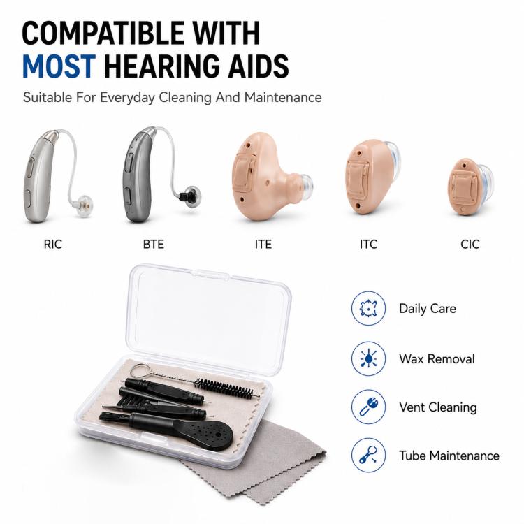 8‑in‑1 Audio Device Cleaning Tool Kit, Portable Maintenance Set for Hearing Aids & Wireless Earbuds