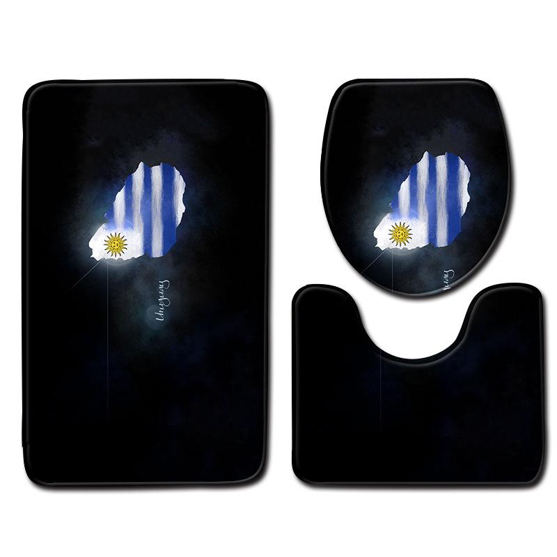World Cup Football Toilet Three-Piece Floor Mat Bathroom Three-Piece Carpet Doormat