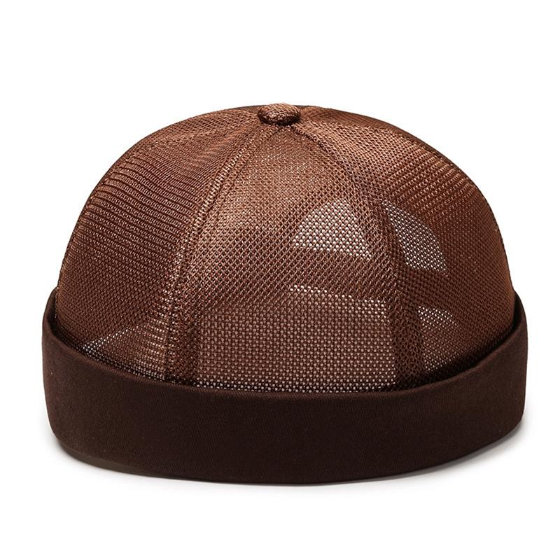 Breathable Mesh Unisex Melon Cap Solid Color Summer Brimless Hat Hip Hop Skullcap Street Style Beanies Hats Fashion Headwear