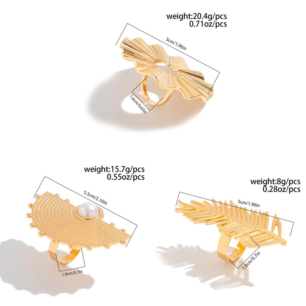 Salircon Anello Vintage Geometrico Colore Oro a Forma di Ventaglio per Donna Design di Personalità Anello Regolabile in Metallo a Forma di Piuma Gioielli di Tendenza