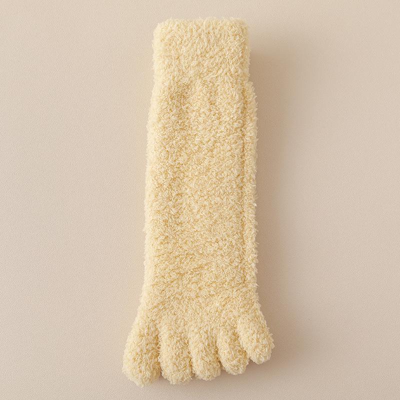 

Coral Velvet Five-Finger Split-Toe Mid-Calf Women s Socks with Fleece for Winter & Autumn Home Wear One Size (34-40)