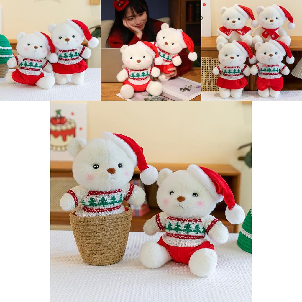 Entzückendes bewegliches Weihnachts-Bären-Stofftier für Kinder, perfekt zum Kuscheln und Dekorieren