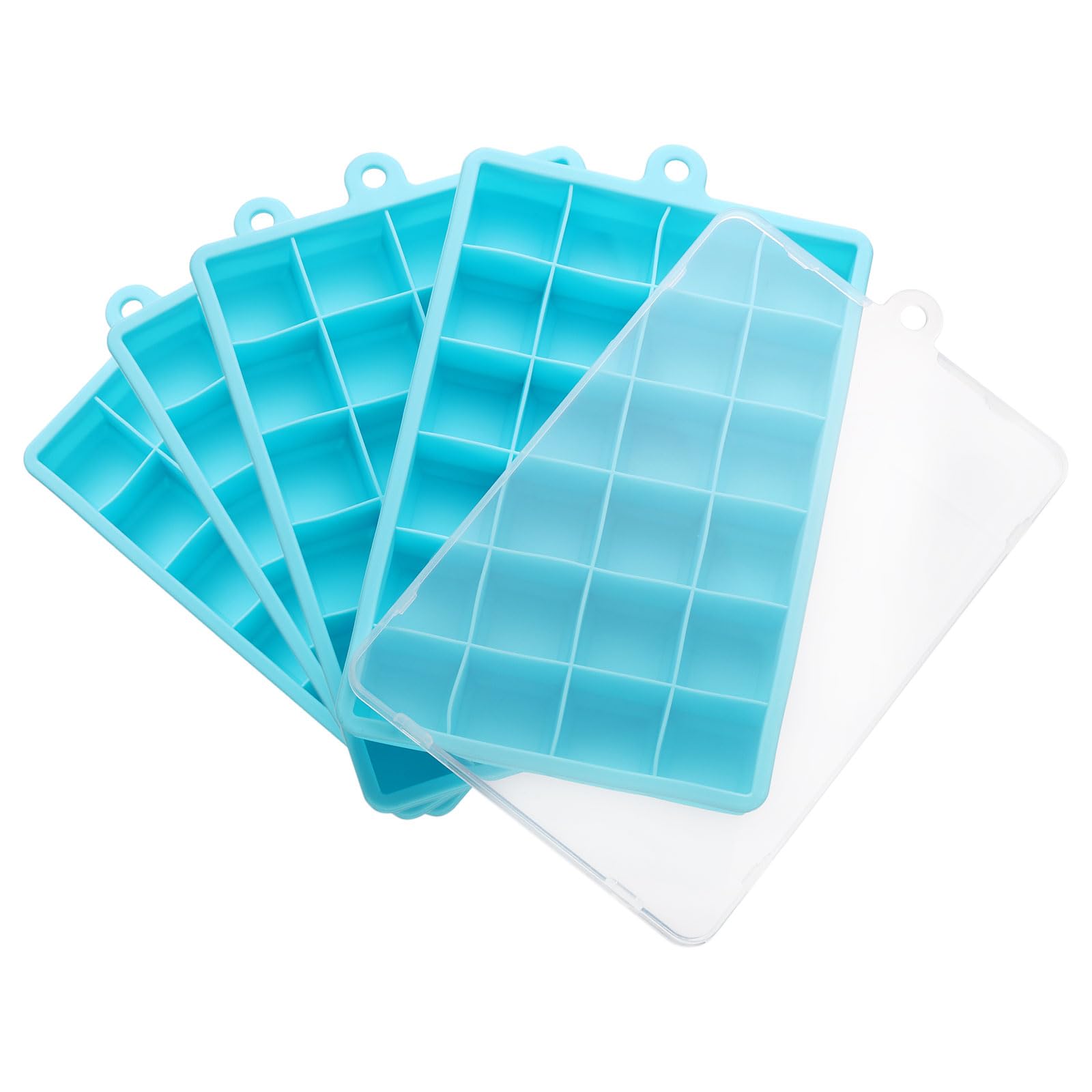 

uxcell Silicone Square Ice Cube Tray with Lid, Ice Cube Mold for Freezer, Coffee Bartender Accessories, Light Blue, 24 Grids, 4 Pieces