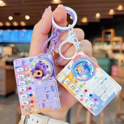 Mini Cartoon DJ Keychain: Handheld Electronic Music Pendant for Backpacks