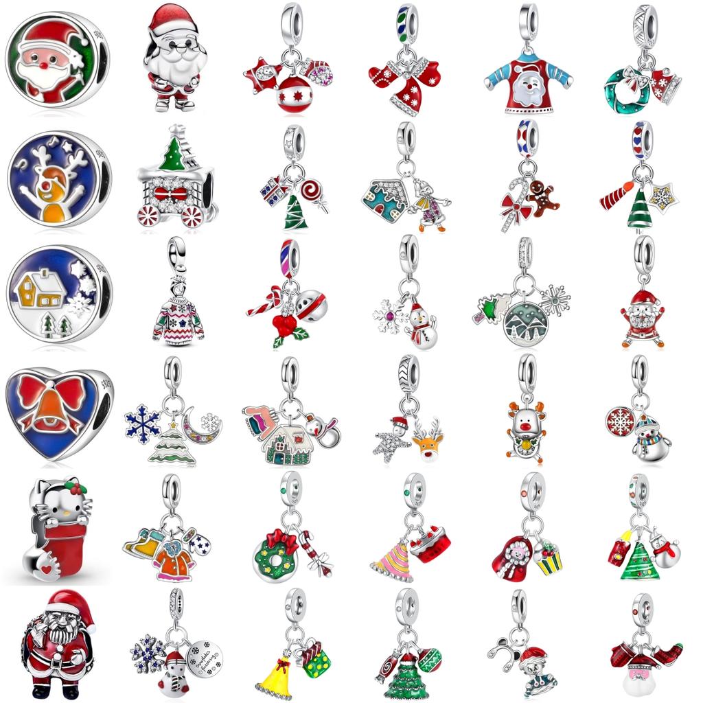 Newcopper Christmas Hat Socks Snowman Sweater Charm Bead Set Fit Original Bracelet Accessories Diy Women'S Jewelry