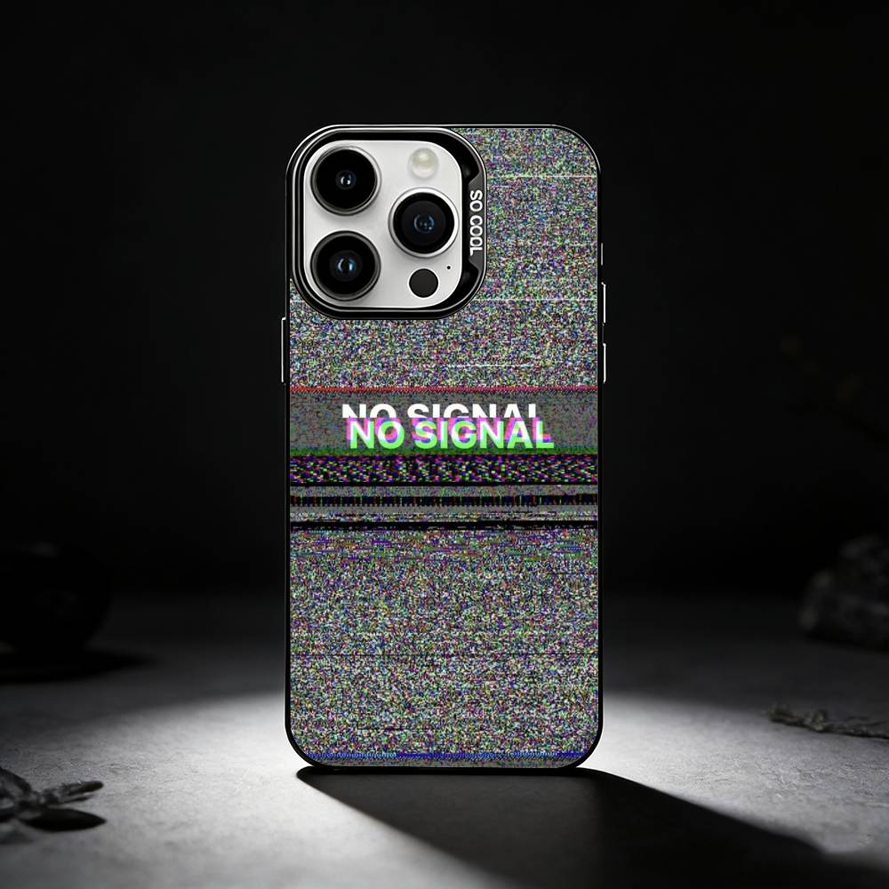 

No Signal TV ART Phone Case For iPhone 17,16,15,14,13,12,11 Plus,Pro Max,XS,Colored silver phone case iPhone16pro