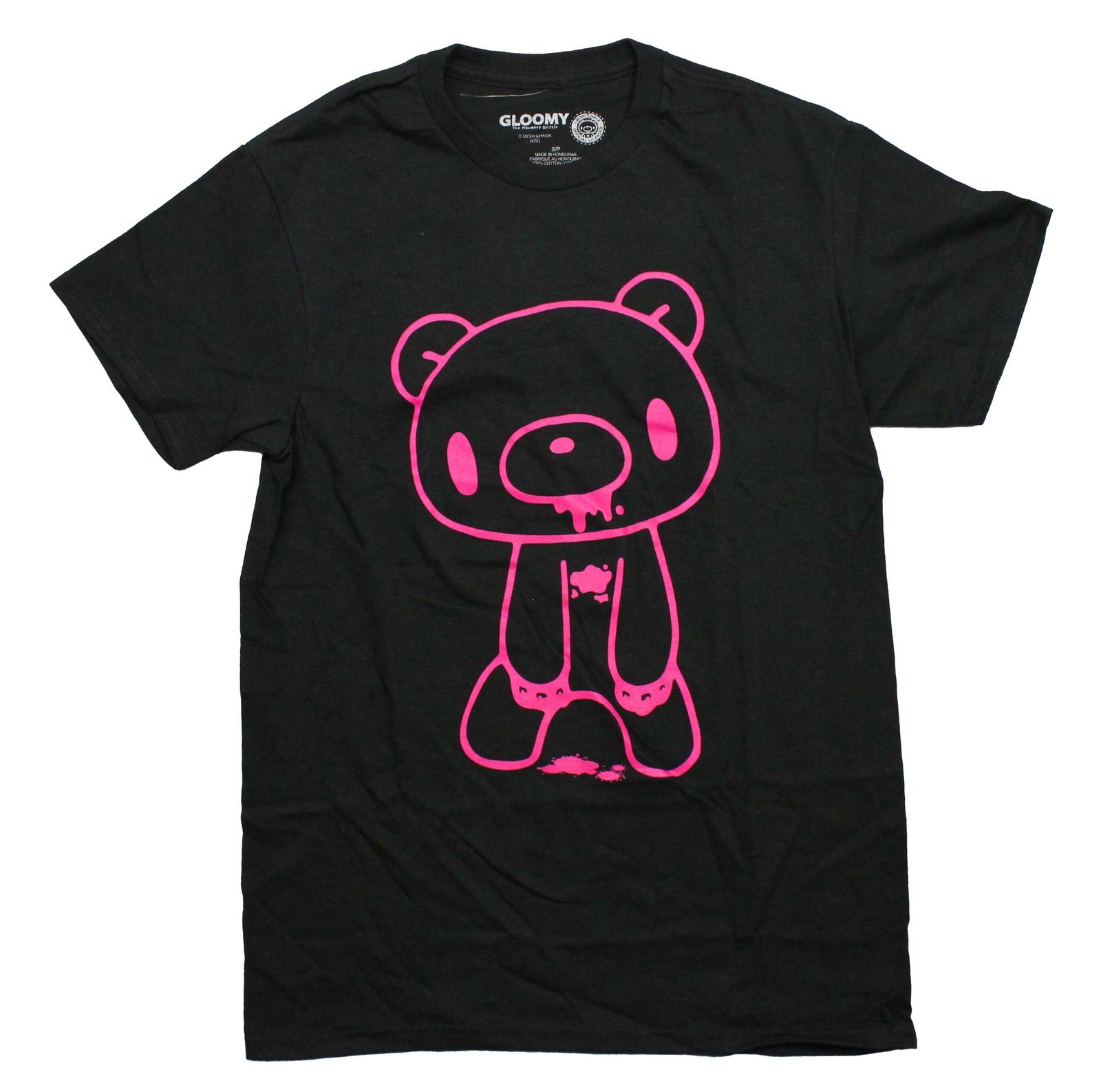 GloomyBear New Adult T-Shirt - Hot Pink Bloody Bear Outline Image XL