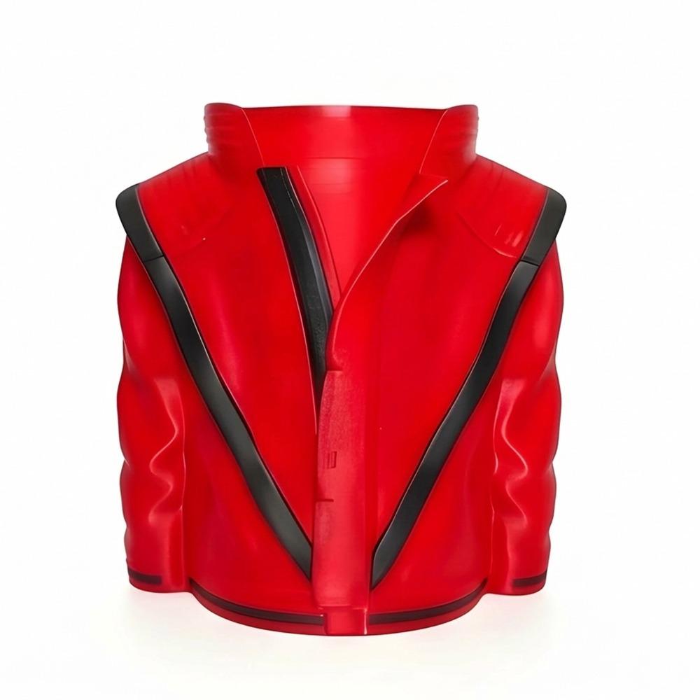 3D Printed Design Popcorn Bucket Large Capacity Durable Material Snack Bowl Red Thriller Jacket Novelty Shape
