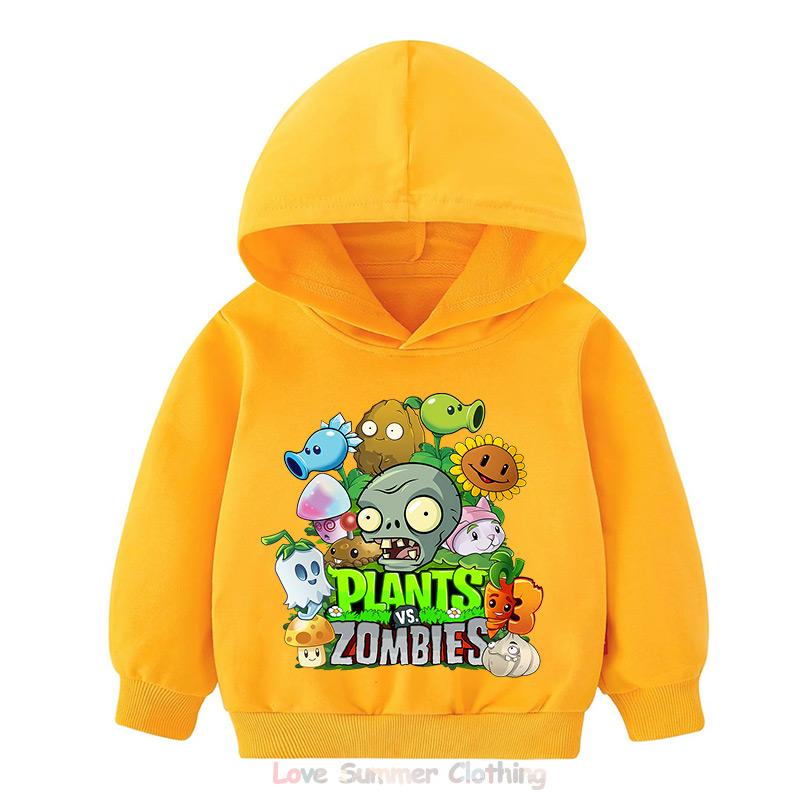 Boys Hoodie Age 4-14 Plants HD Print Zombies Thin Girls Pullover Girls Casual Wear Fall Hoodie Long Sleeve Polyester New Arrivals 2025
