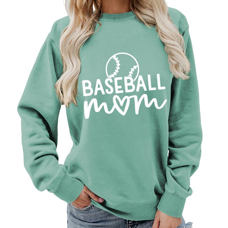 Women's Oversized Crew Neck Letter Print Baseball Sweatshirt Long Sleeve Casual Top Loose Fit Streetwear