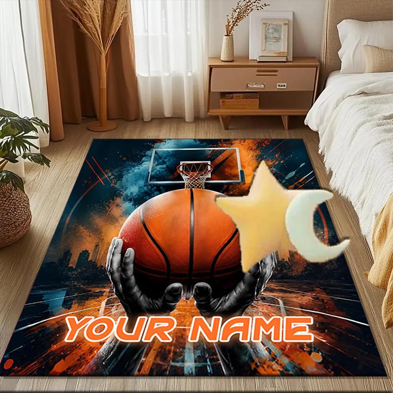 1PC Custom Name Basketball Dreams In Flames Theme Floor Mat Ideal for Living Room, Game Rooms, Office, Bedroom,Floor Mat Playful Design157