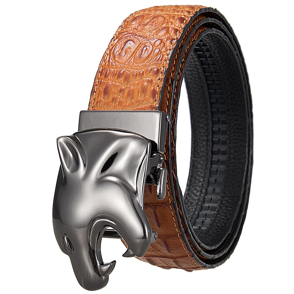 

5 шт. Ремень с автоматической пряжкой для бизнеса, ремень из коровьей кожи с узором под крокодила, 3 кости Ly36-21839-5 110-130CM