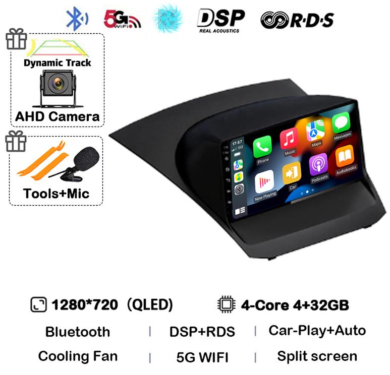 Android13 Carplay Auto For Ford Fiesta Mk 6 2009 2010 2011 2012 2013 2014 -2018 Multimedia Car Radio Player WIFi+4G DSP GPS 2DIN