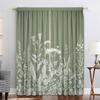 2PC Home Decoration Curtains, Green Oil Painting Landscape With Pole Pocket Curtains, Kitchen, Coffee Shop, Living Room, Balcony