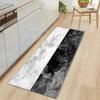 Black White Marble Print Long Runner Rug Non-slip Washable Kitchen Floor Mat Modern Abstract Home Decor Carpet
