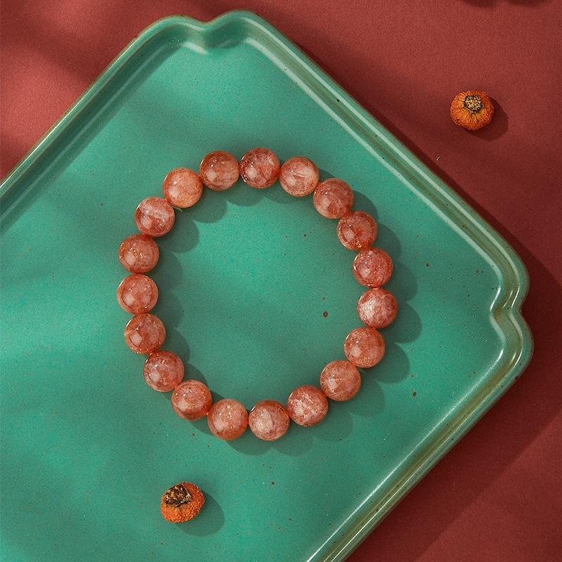 

Golden Sun Stone Bracelet Women S Orange Natural Mica Flake Bead Crystal Bracelet Diy Jewelry 8mm (about 23 pieces)