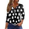 Dames T-shirt T-shirt Print Knoop 3/4 Mouw Dagelijks Weekend Mode Basic V-hals Normaal Top