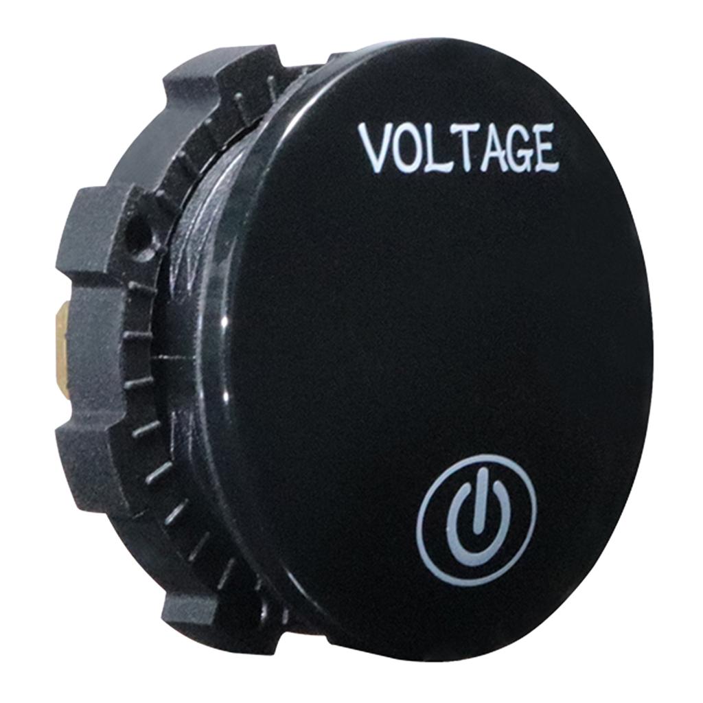 Motorcycle Car Volt Voltmeter 5V-48V Digital LED Display Voltage Meter Round Panel for Vehicle and Marine Use