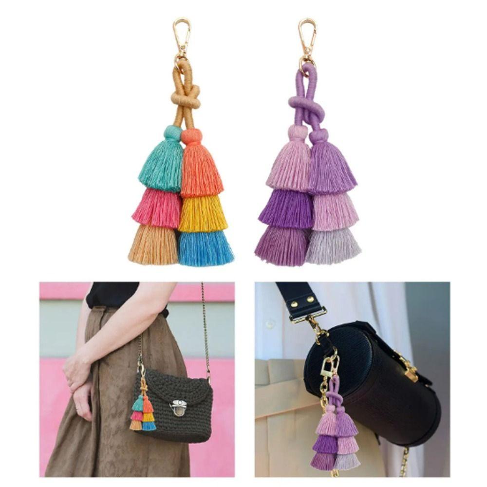

Bohemia Bohemia Tassel Keychain Exquisite Gradient Colors Key Ring For Women style 1