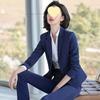 Korean Style Women's Blue Office Suit - Professional Spring/Autumn Wear