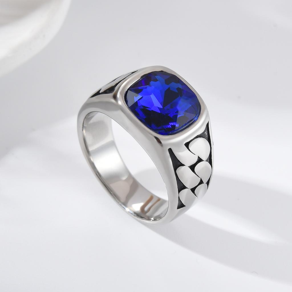 R3508 Men's High Quality 316LStainless Steel Multiple Zircon Styles Onyx Rings