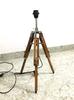 Handmade Teak Wooden Adjustable Tripod Stand Bedroom Conner Desktop Shade Lamp