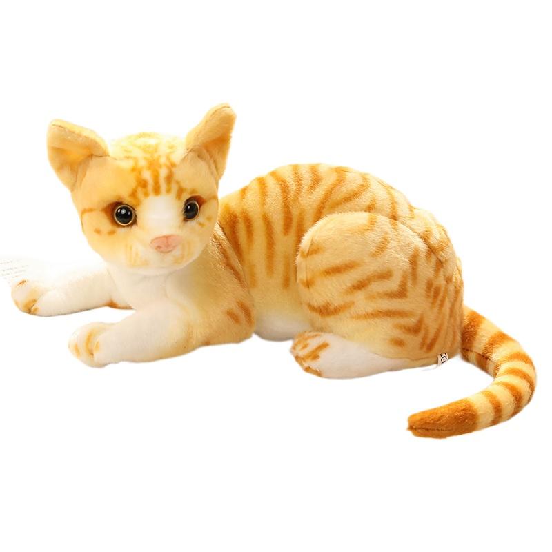 

27/33CM Realistic Cartoon Simulation Cat Plush Toy Children s Soothing Companion Sleeping Flower Cat Doll Christmas Gifts 27cm оранжевый