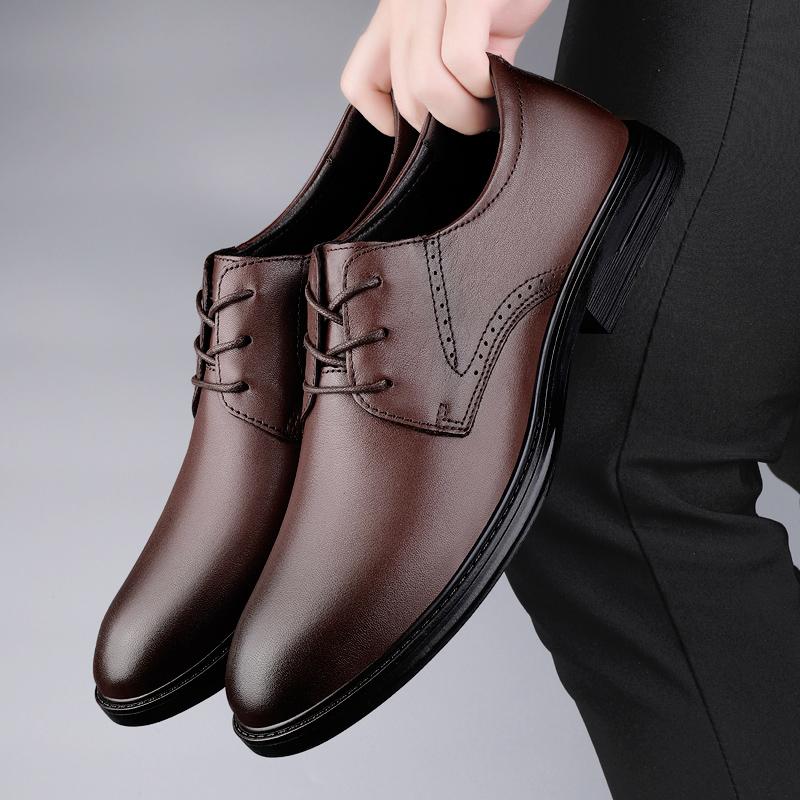 Fashion Business Casual Men's Leather Shoes Gentleman Shoes Lace Up Men Minimalist Versatile Comfortable Fashion Office Footwear Male