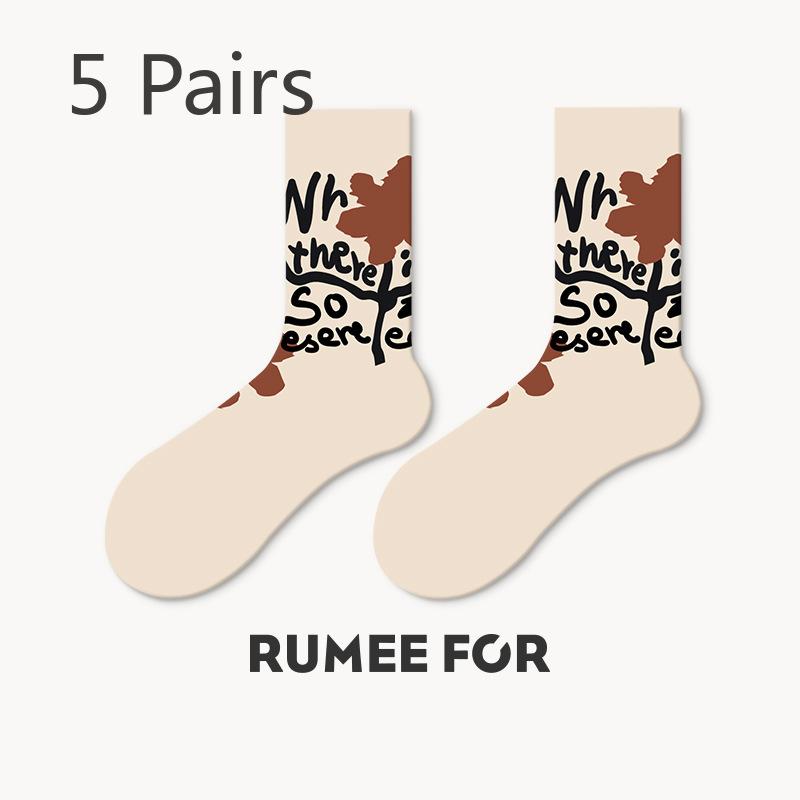 5 Pairs of Women's New Autumn Sweat-absorbing Non Slip Tube Socks