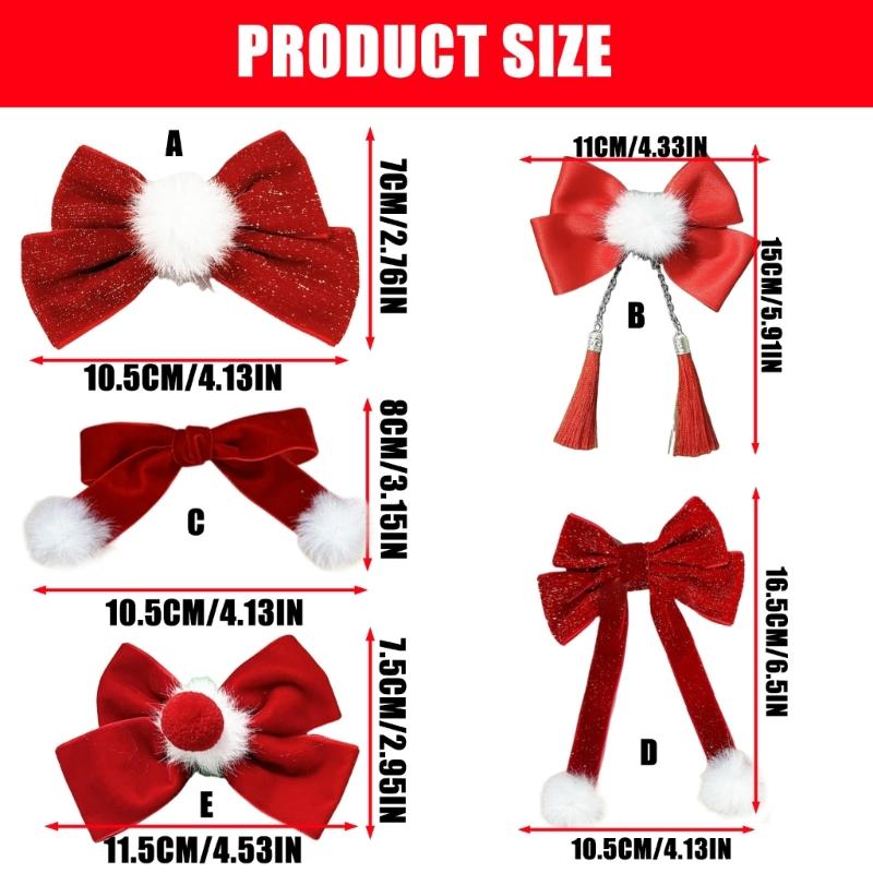 Pompoms Hair Clip for New Year Barrette Sweet Christmas Flat Clip Hairpin Christmas Elegant Hair Clip for Bunches