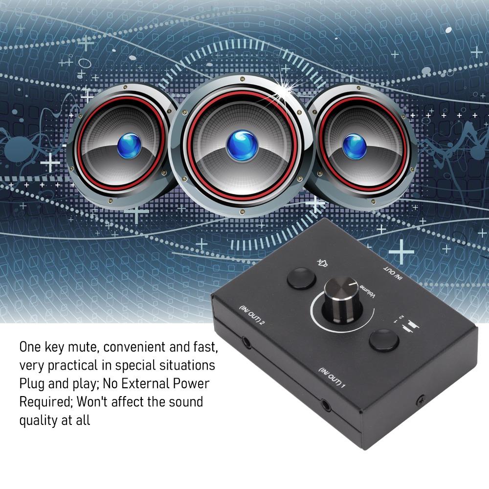 Divisor de Comutação Bidirecional 3,5 mm Plug and Play Caixa Seletora Manual Uso em Estúdio